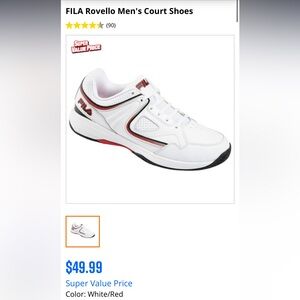 Fila Rovello Men's Court Shoes - White and Red